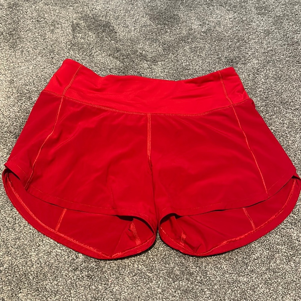 lululemon red speed ups size 4 and 4inches